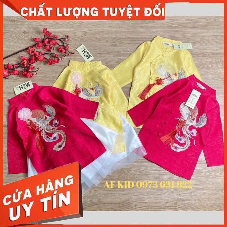 Áo Dài Tết Cho Bé LỤA CAO CẤPÁo Dài Cách Tân Thêu Tay 100% Hình Phượng Hoàng Cho Bé Trai Bé Gái