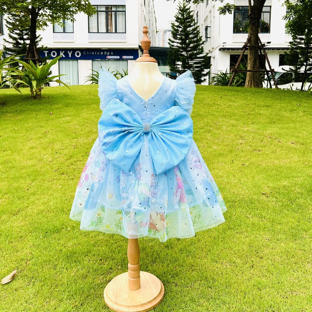 Váy đầm công chúa Elsa màu xanh thiết kế cho bé gái từ 8-35kg