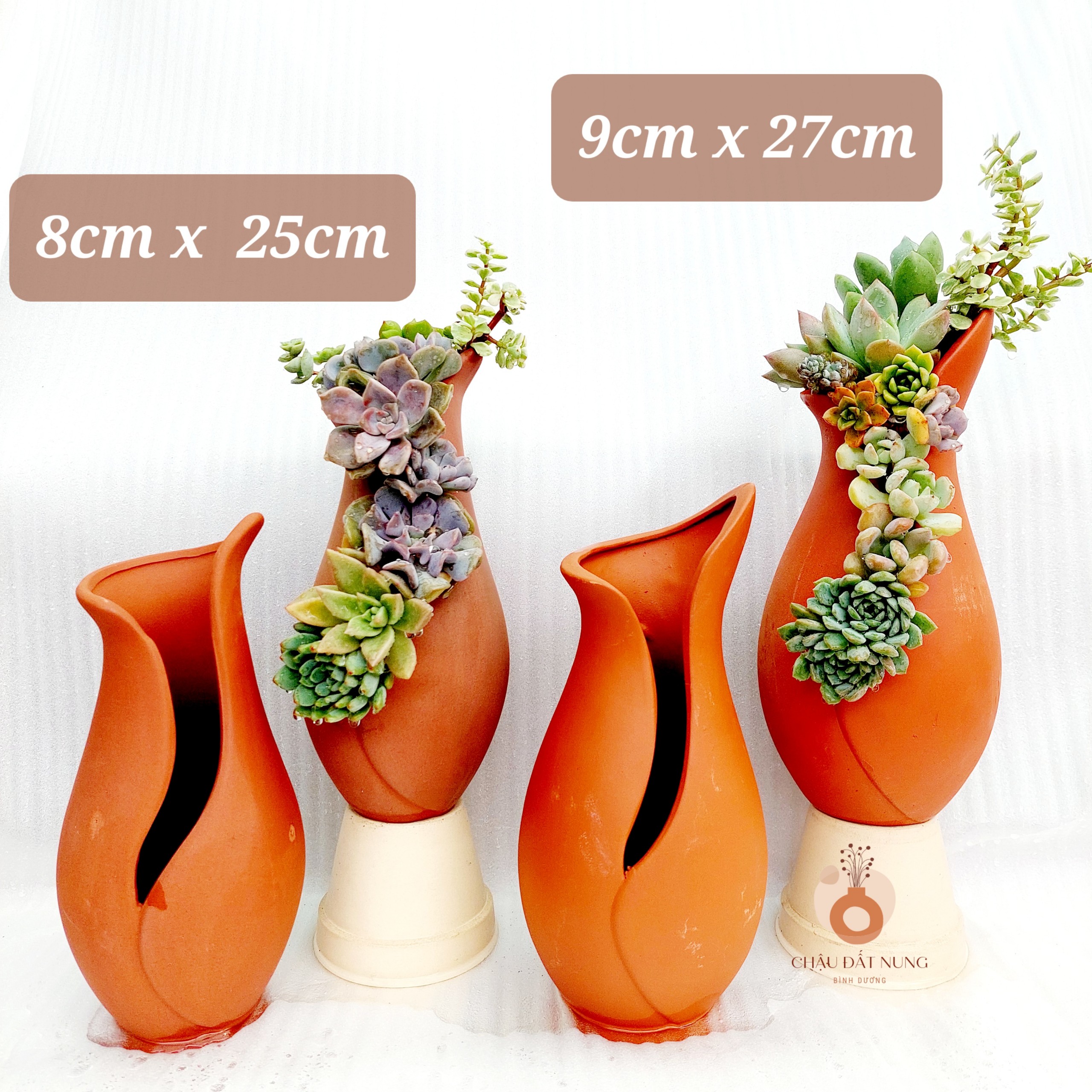 Chậu đất nung - Bình hoa 825, miệng chậu 8cm, chiều cao 25cm