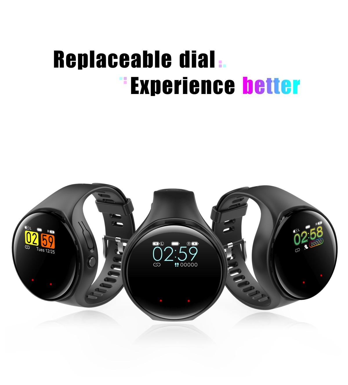 Nguồn phong cách mới nhất tai nghe bluetooth đồng hồ thể thao đồng hồ tai nghe bluetooth đeo thông minh 2 trong 1