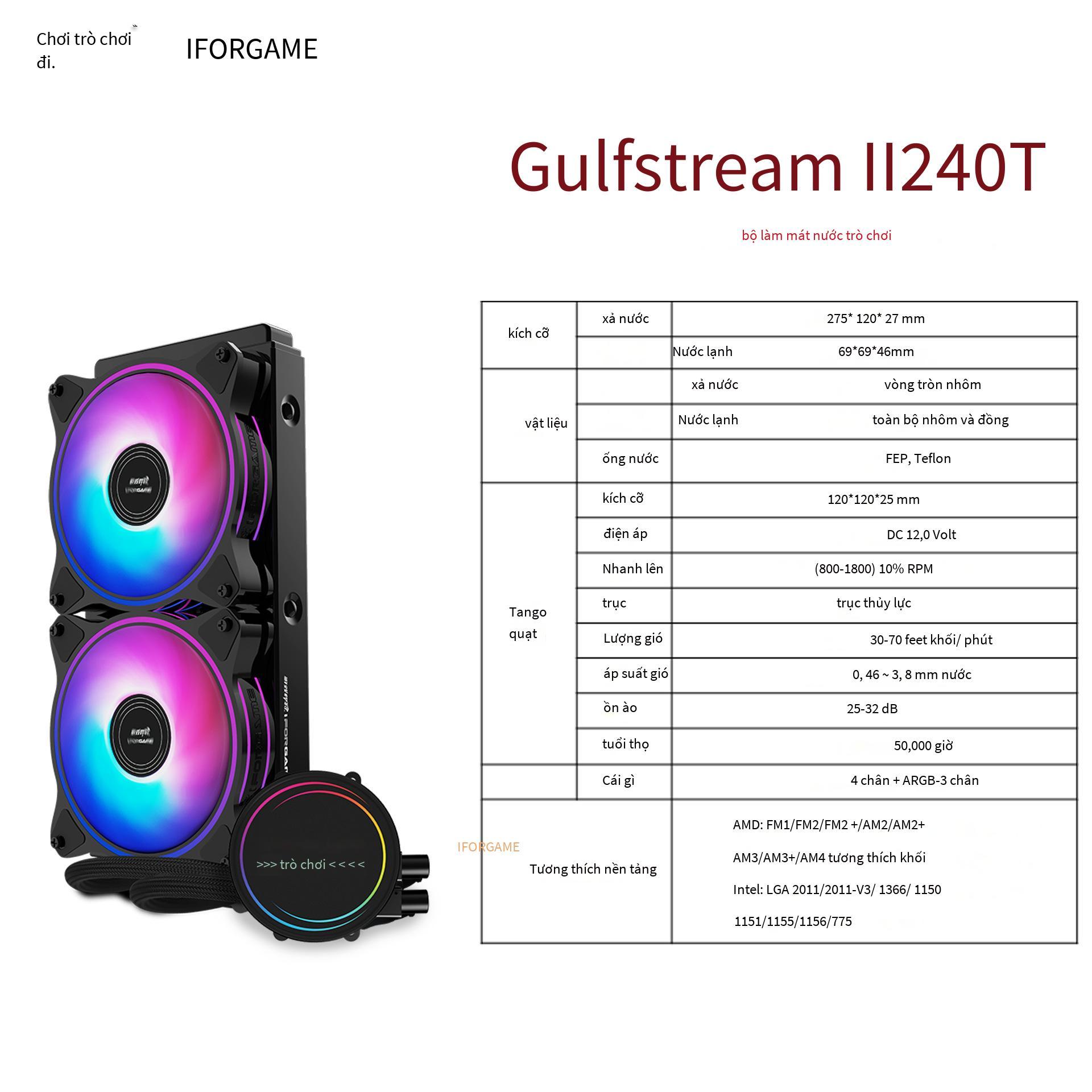 Phong cách mới nhất Gulfstream 120T tản nhiệt CPU tích hợp làm mát bằng nước ARGB quạt hiệu ứng ánh sáng hàng lạnh