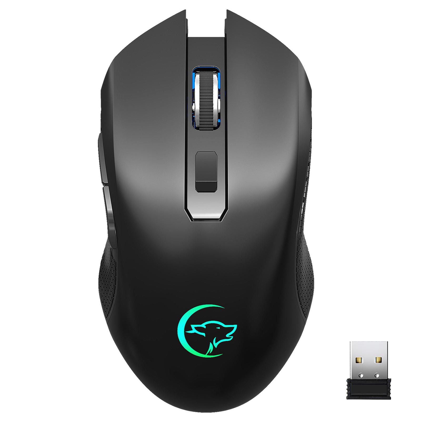 Portable RGB LED 2.4G Wireless Mouse Ergonomic Silence Rechargeable Mice for Desktop Laptop