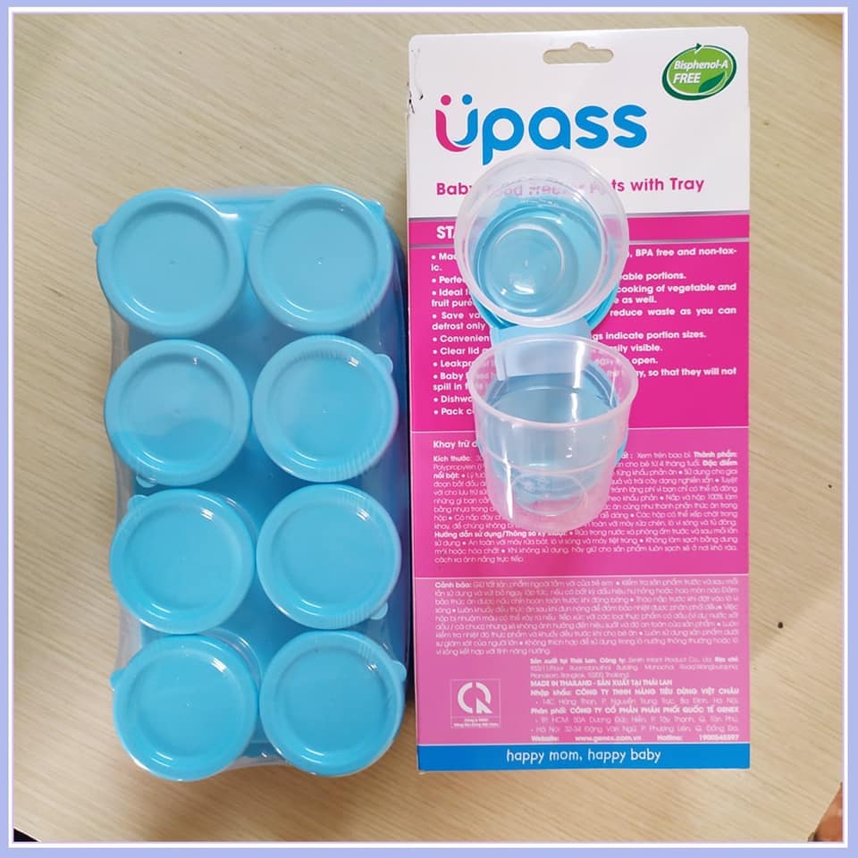 Bộ 8 hộp trữ đông thức ăn cho bé kèm khay đựng Upass 70ml 