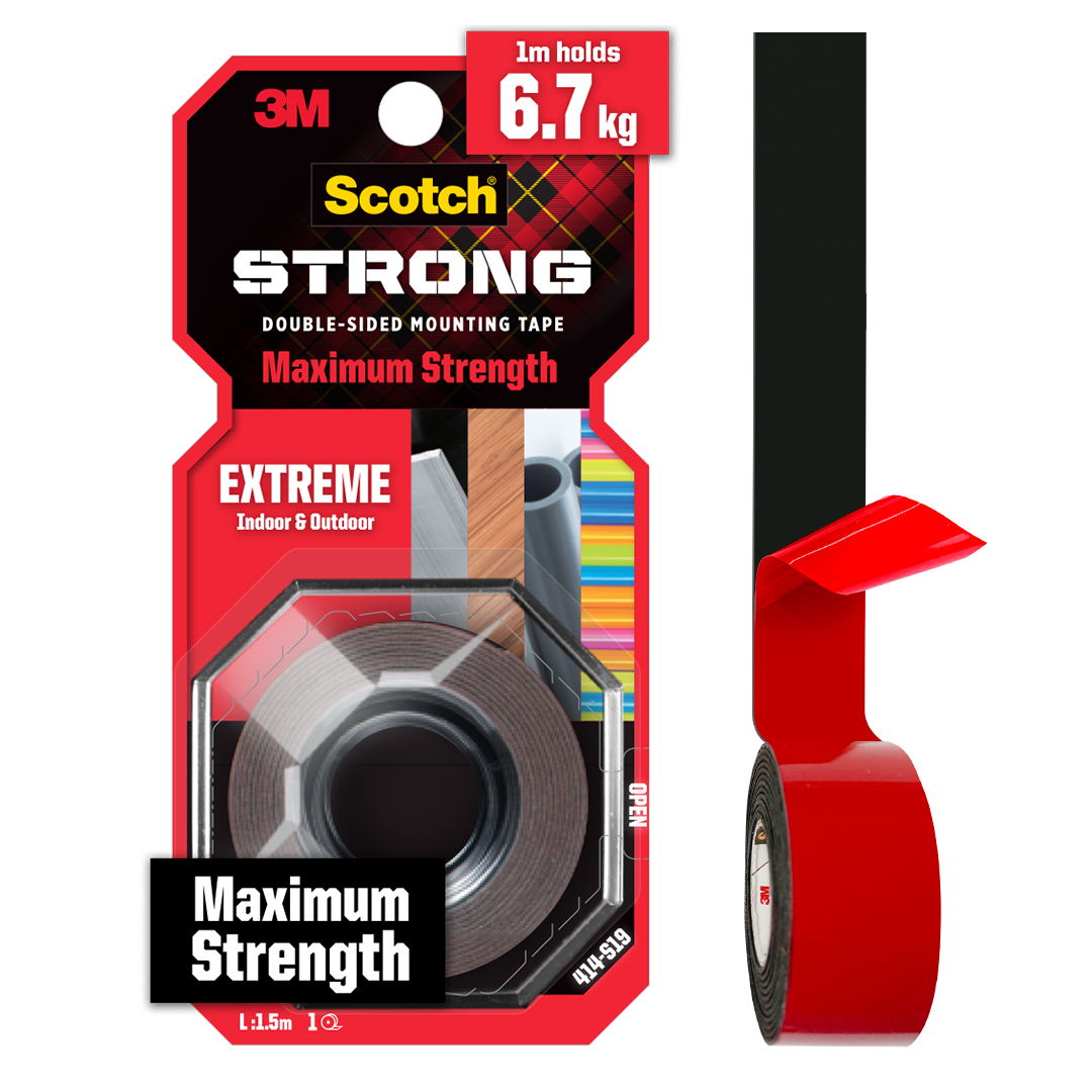 Băng keo cường lực 2 mặt màu xám khổ rộng 19mm Scotch 3M SB-BK414 - Nhiều kích thước, siêu dính, thẩm mỹ, chịu nhiệt cao