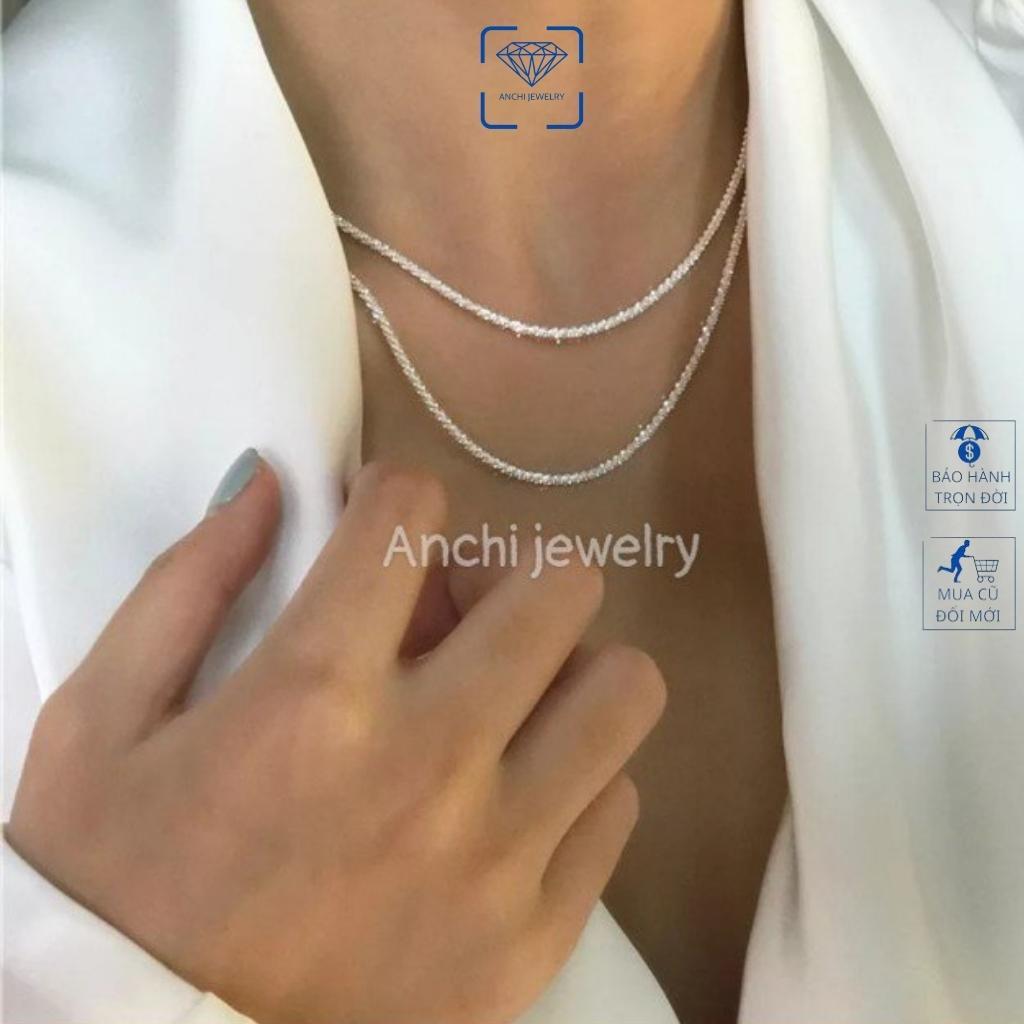 Vòng cổ nữ bạc 925 trơn sợi to thời trang Hàn Quốc, Anchi jewelry