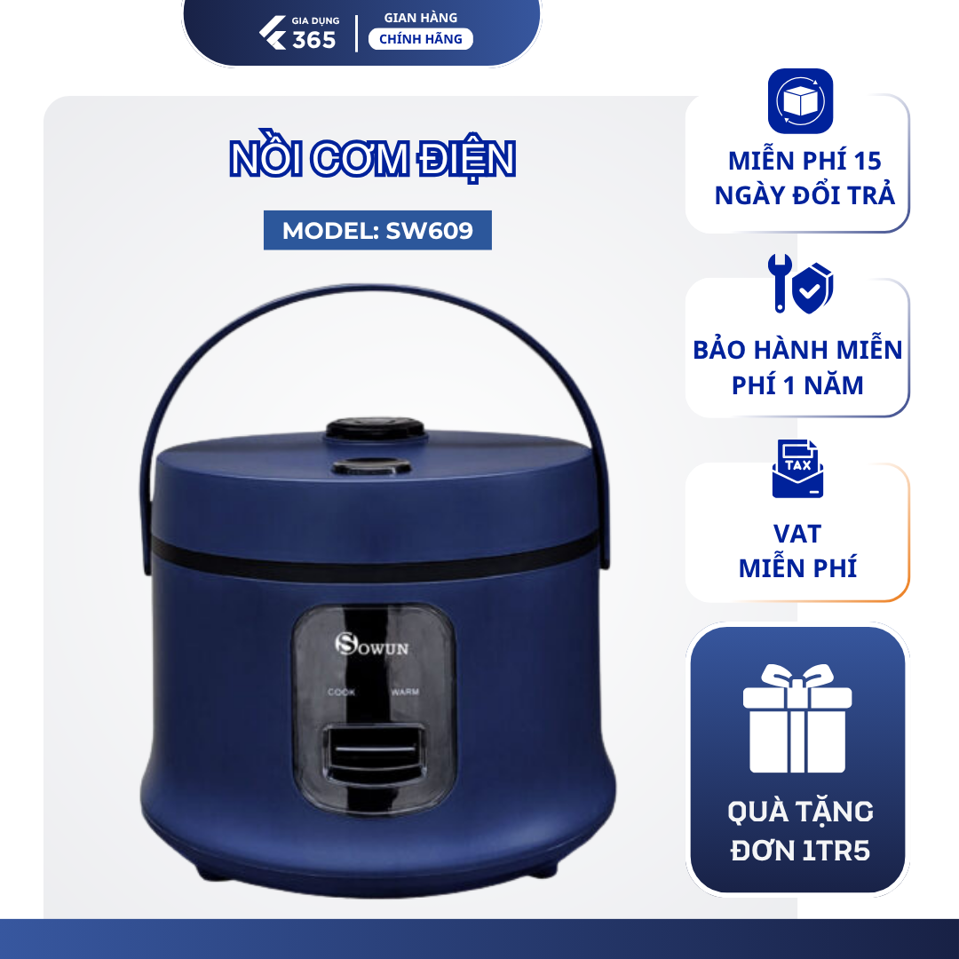 Nồi cơm điện 1.2 Lít Sowun SW 609 - Hàng chính hãng
