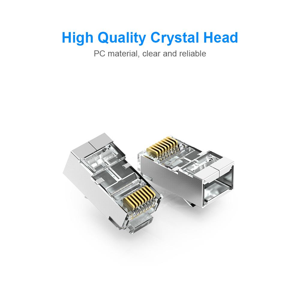 Đầu nối cáp Ethernet pha lê mạ vàng 8P8C CAT5E RJ45 cao cấp chuyên dụng