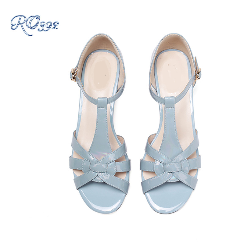 Giày sandal nữ quai đan ROSATA RO392 cao 2p - Xanh, Kem, Vân - HÀNG VIỆT NAM - BKSTORE