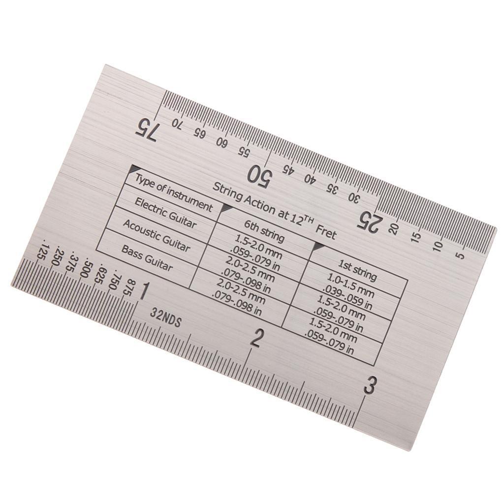Stainless Steel String Action Ruler Luthier Gauge Tool for String Instrument