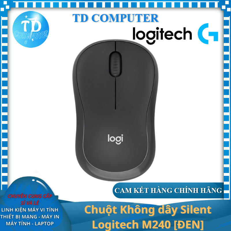 Chuột Không dây Silent Logitech M240 [ĐEN] (Bluetooth + Wireless Logi Bolt) - Hàng chính hãng DigiWorld phân phối