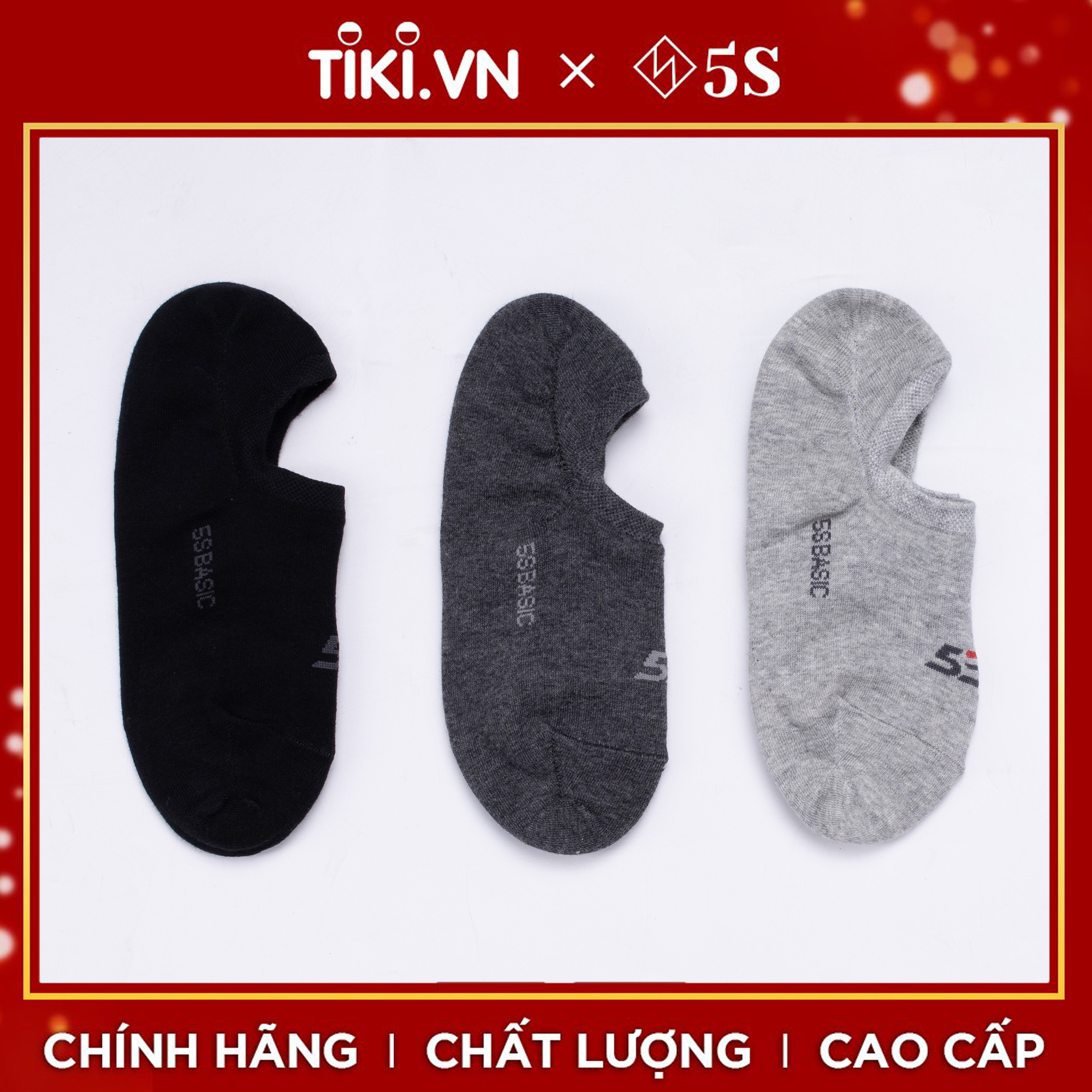 Combo 3 Đôi Tất Nam Cổ Ngắn 5S Kháng Khuẩn, Khử Mùi, Co Giãn, Chống Tụt Gót
