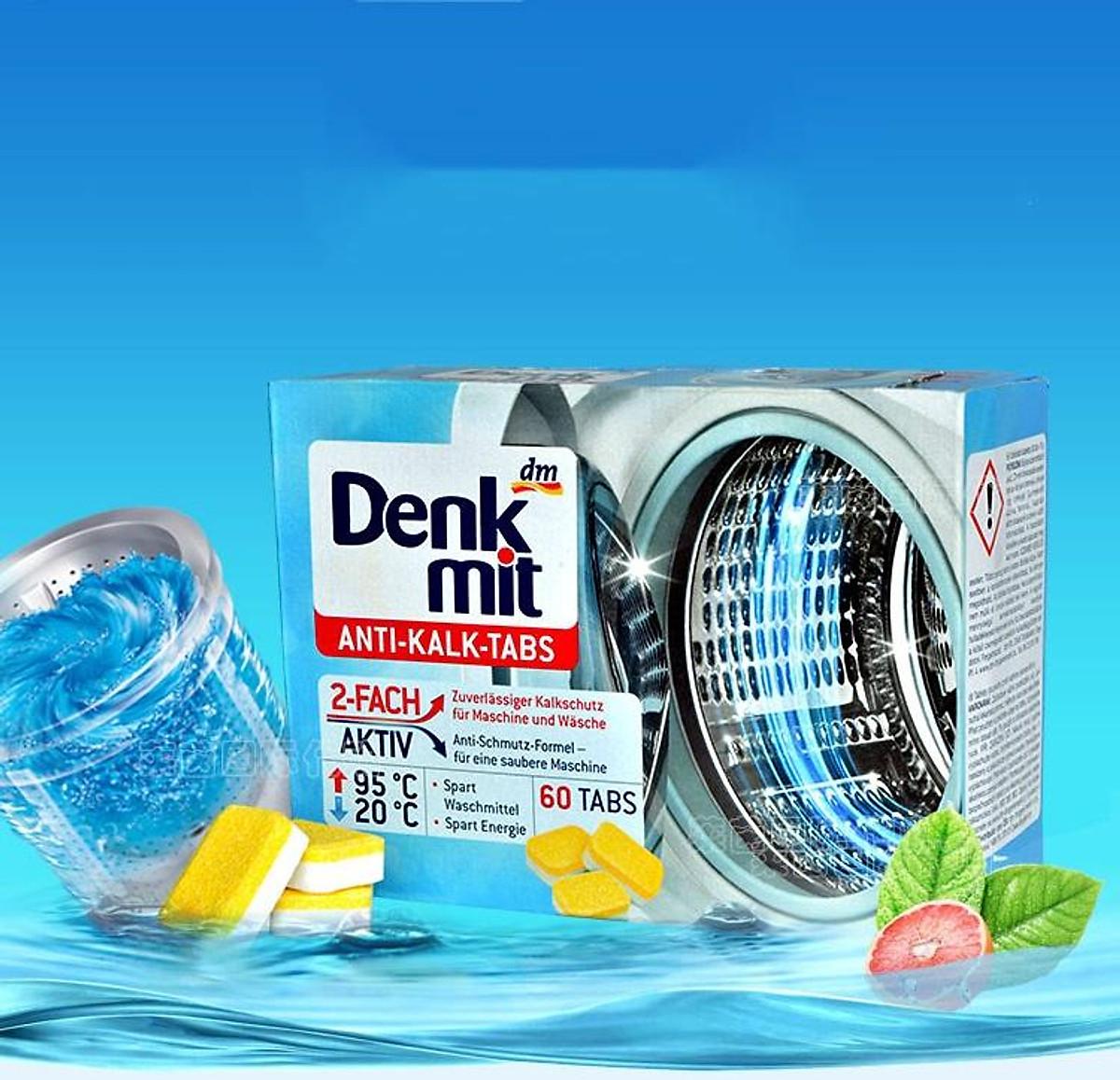 Hộp 60 viên tẩy lồng máy giặt Denkmit, viên tẩy giặt siêu sạch, viên tẩy máy giặt, hiệu quả, an toàn, nhập Đức