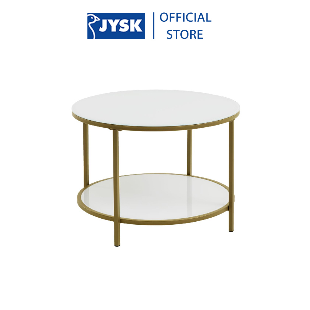 Bàn cafe | JYSK Gadevang | kính cường lực/kim loại | trắng/vàng | DK65xC45cm
