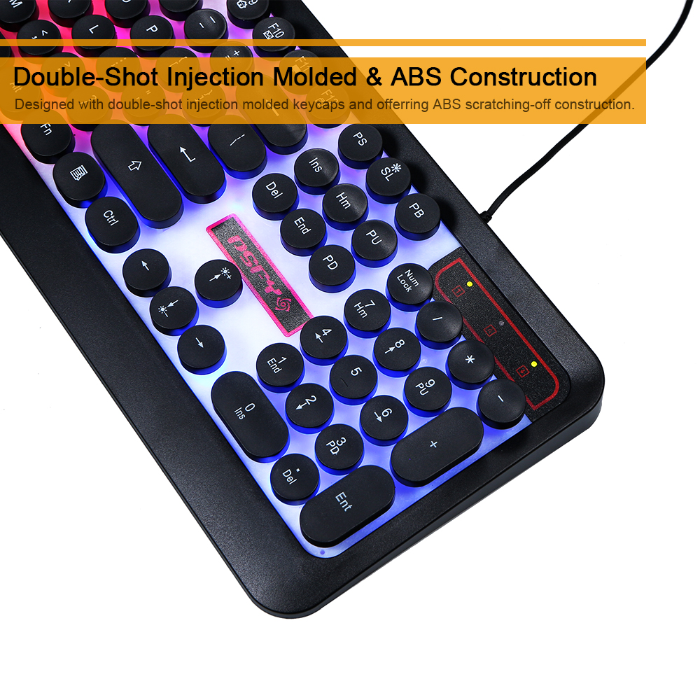 Bàn Phím Chơi Game Rainbow LED Backlit Có Đèn Cho Văn Phòng Máy Tính Xách Tay PC