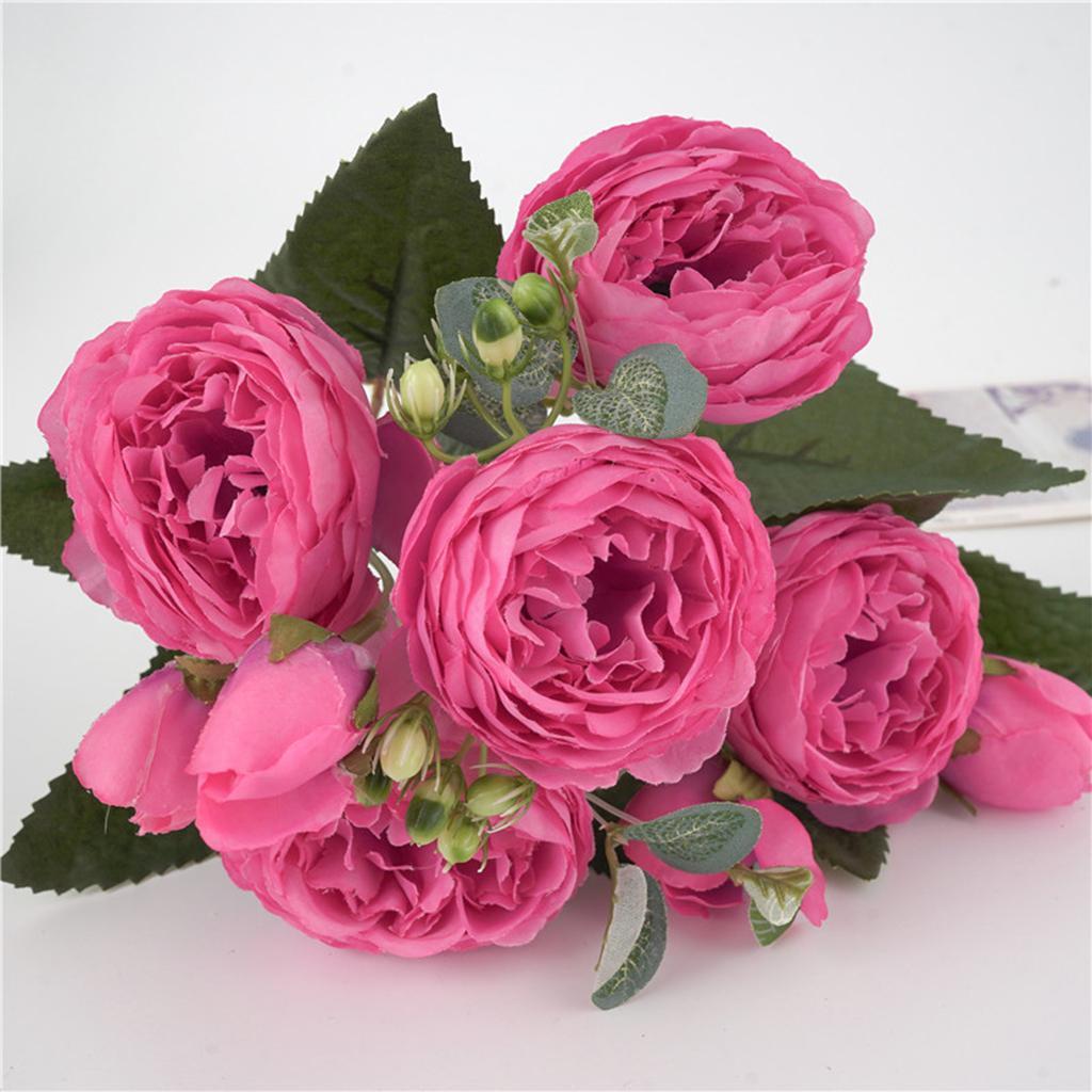 1 Pair Artificial Peony Silk Flower Bouquet for Wedding DIY Home Decoration