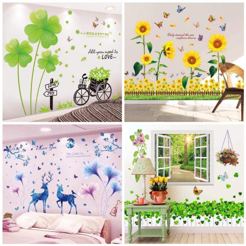 Decal dán tường tổng hợp nhiều combo trang trí phòng khách, phòng ngủ