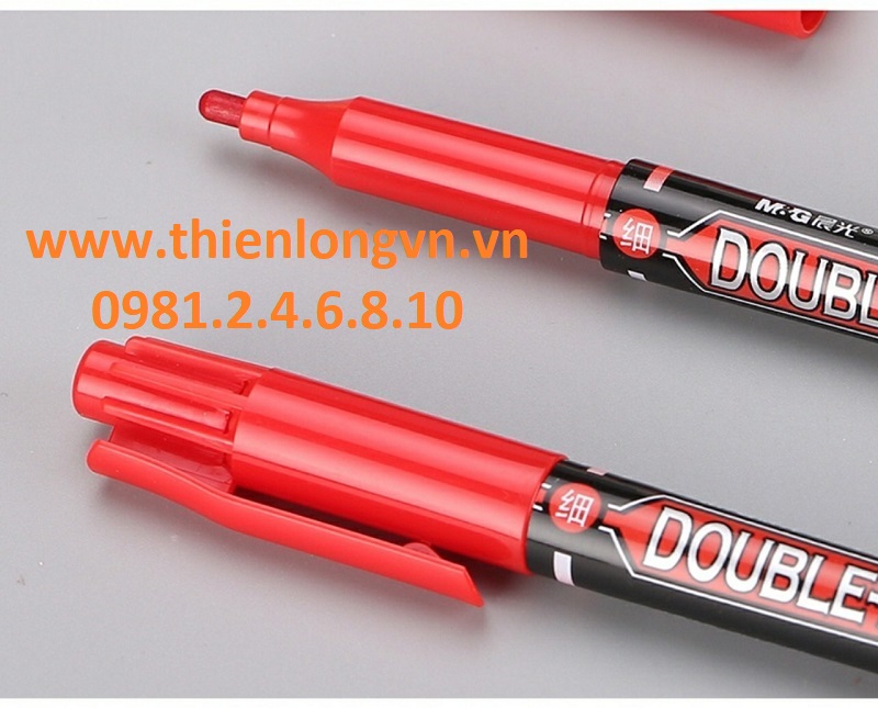 Combo 5 cây bút dạ kính hai đầu M&amp;G - 2130 màu đỏ