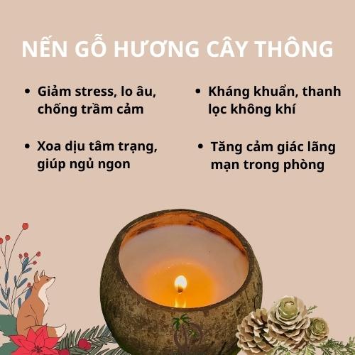 Nến thơm gáo dừa đậu nành gỗ thông