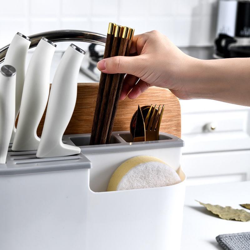 Hộp Đựng Dao Thớt, Kệ Để Dao Thớt Kèm Ống Đựng Đũa Để Đồ Nhà Bếp Thông Minh Siêu Tiện Lợi