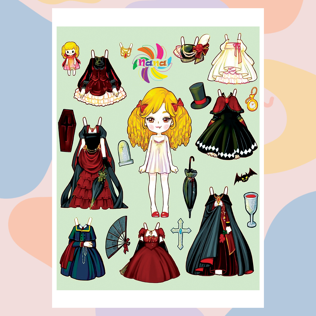 Búp bê giấy Chibi các nàng công chúa cổ tích đồ chơi cắt thủ công cho bé Combo 7 hình siêu đáng yêu BBG002
