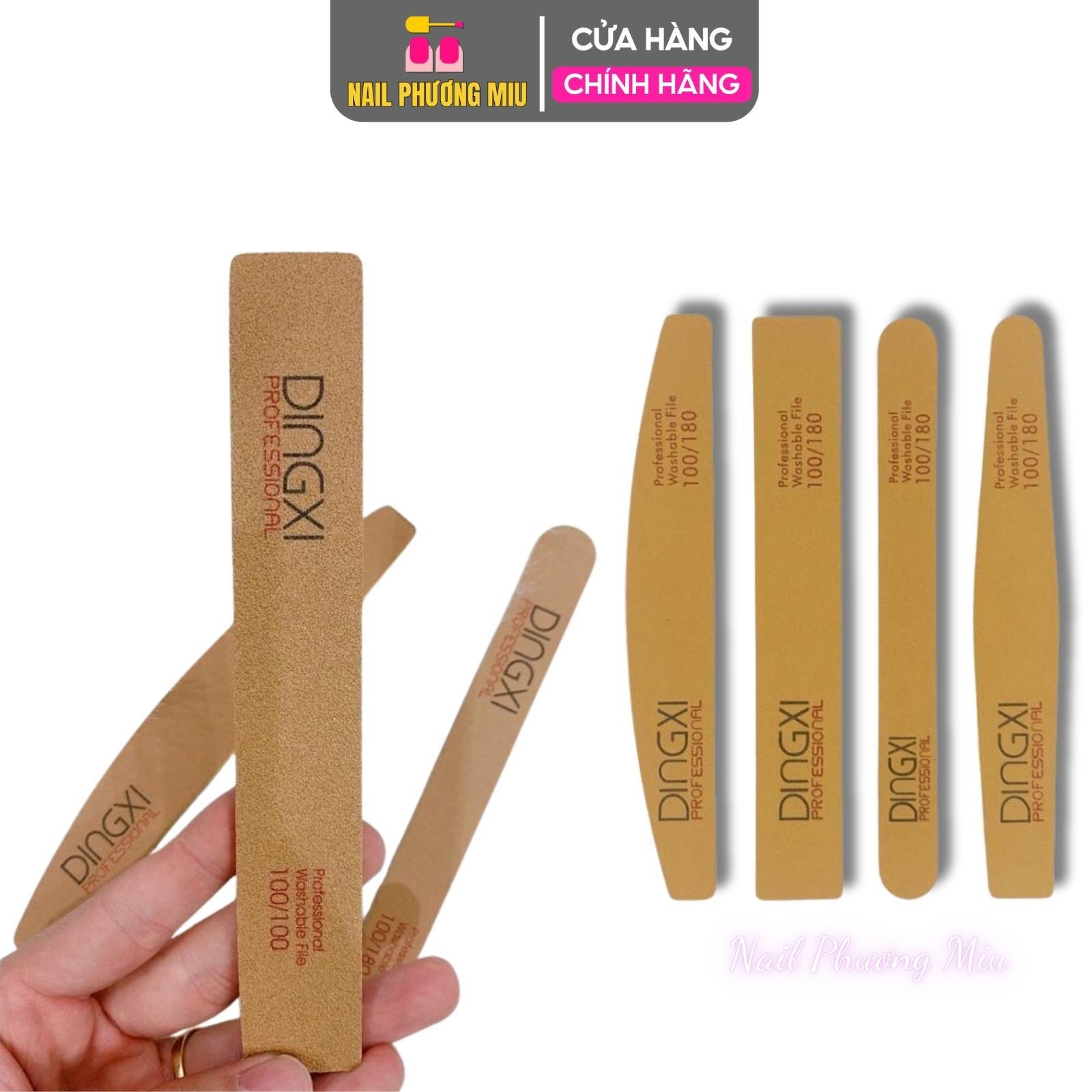 Dũa Da Bò Dingxi Màu Nâu Vàng Độ Nhám 100/180 Làm Nail, Dũa Móng Dày Nhiều Form Thẳng, Kim Cương, Cong, Bầu, Tròn Nail Phương Miu