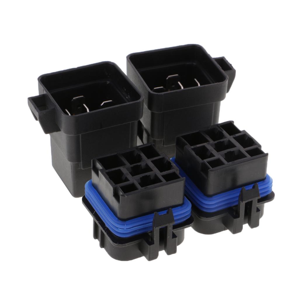4 Set of 40A 12V 5 Pin Relay Socket Base Terminals for Car Motorcycle Boat
