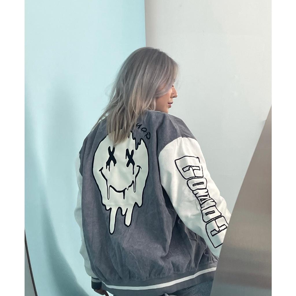 Áo Khóac Form Rộng Nhung Tâm Jacket Varsity Graffiti V15