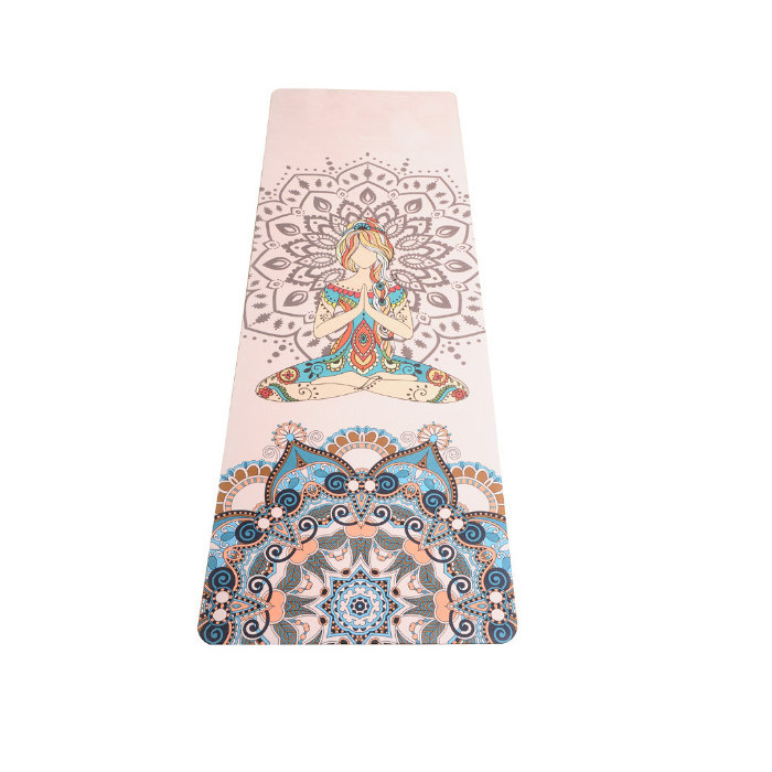 THẢM TẬP YOGA CAO SU THIÊN NHIÊN PU IN HOA VĂN CAO CẤP - Mẫu Cô Gái hoa
