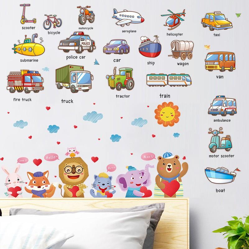 DECAL CHO BÉ _ Decal THÚ dán tường Combo tranh ghép trang trí phòng trẻ em hình động vật ngộ nghĩnh SIÊU ĐẸP