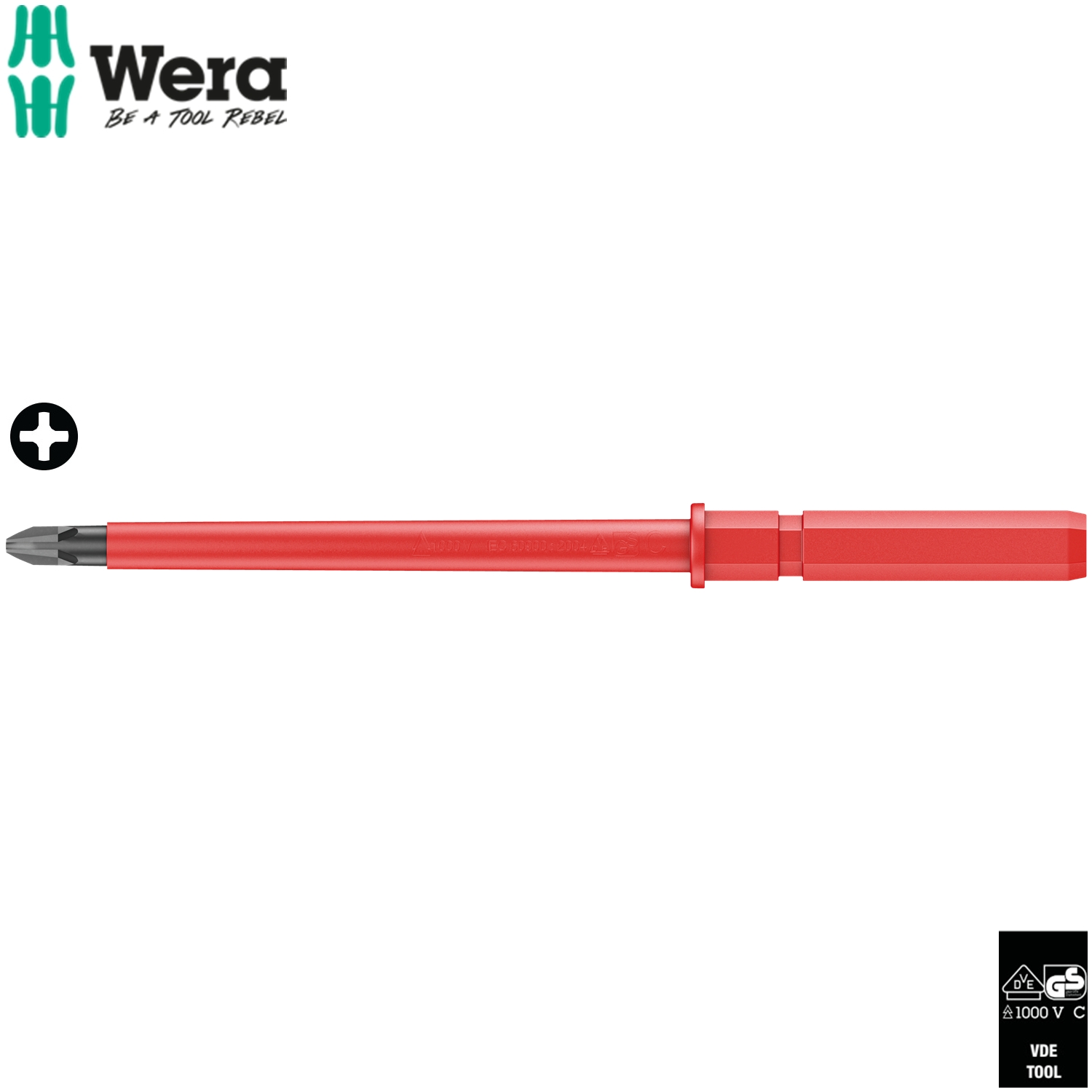 Mũi vít 4 cạnh cách điện đầu vào lục giác 9mm Kraftform Kompakt VDE 62 I PH2 x 154mm Wera 05003412001
