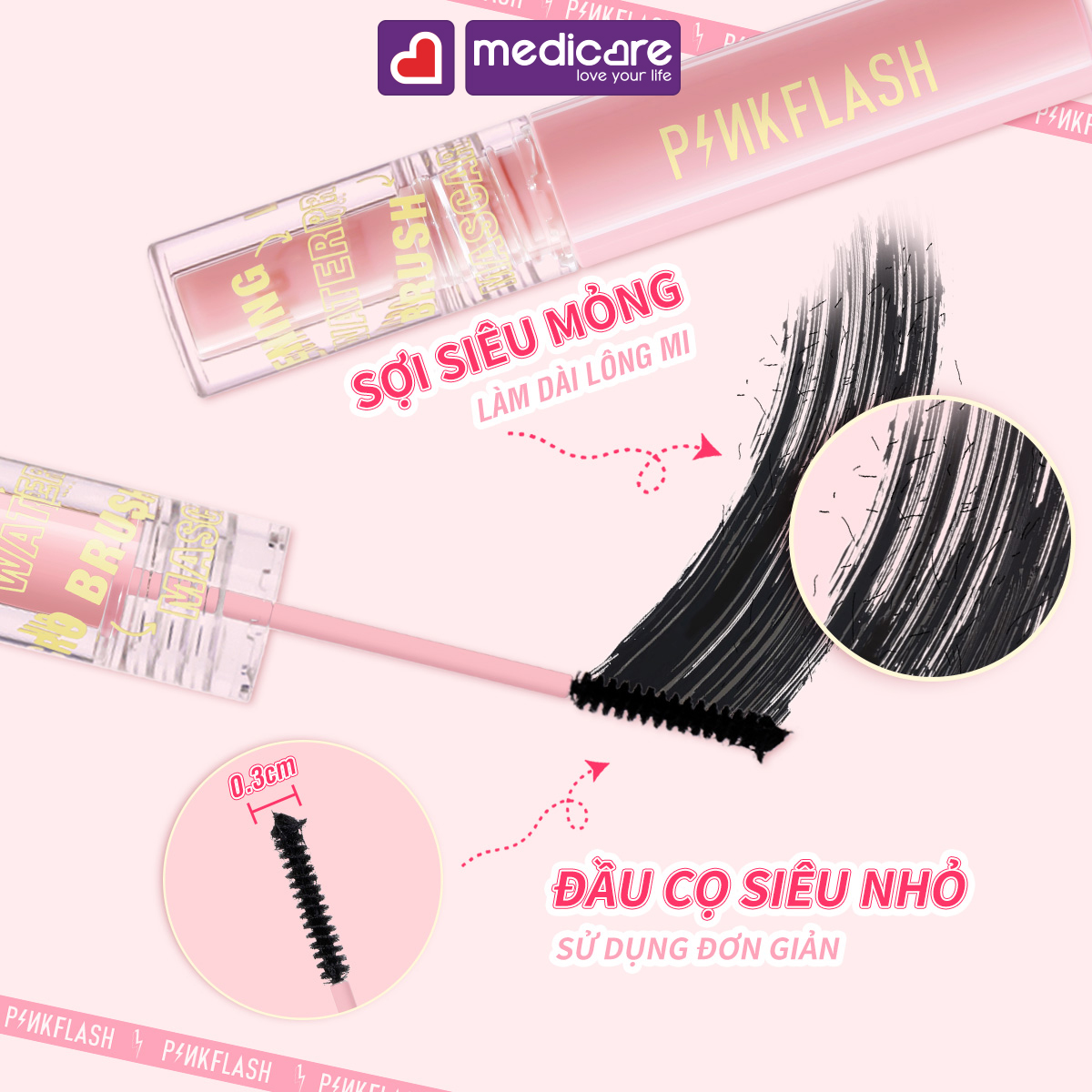 Mascara PINKFLASH dài chống nước 4.5g