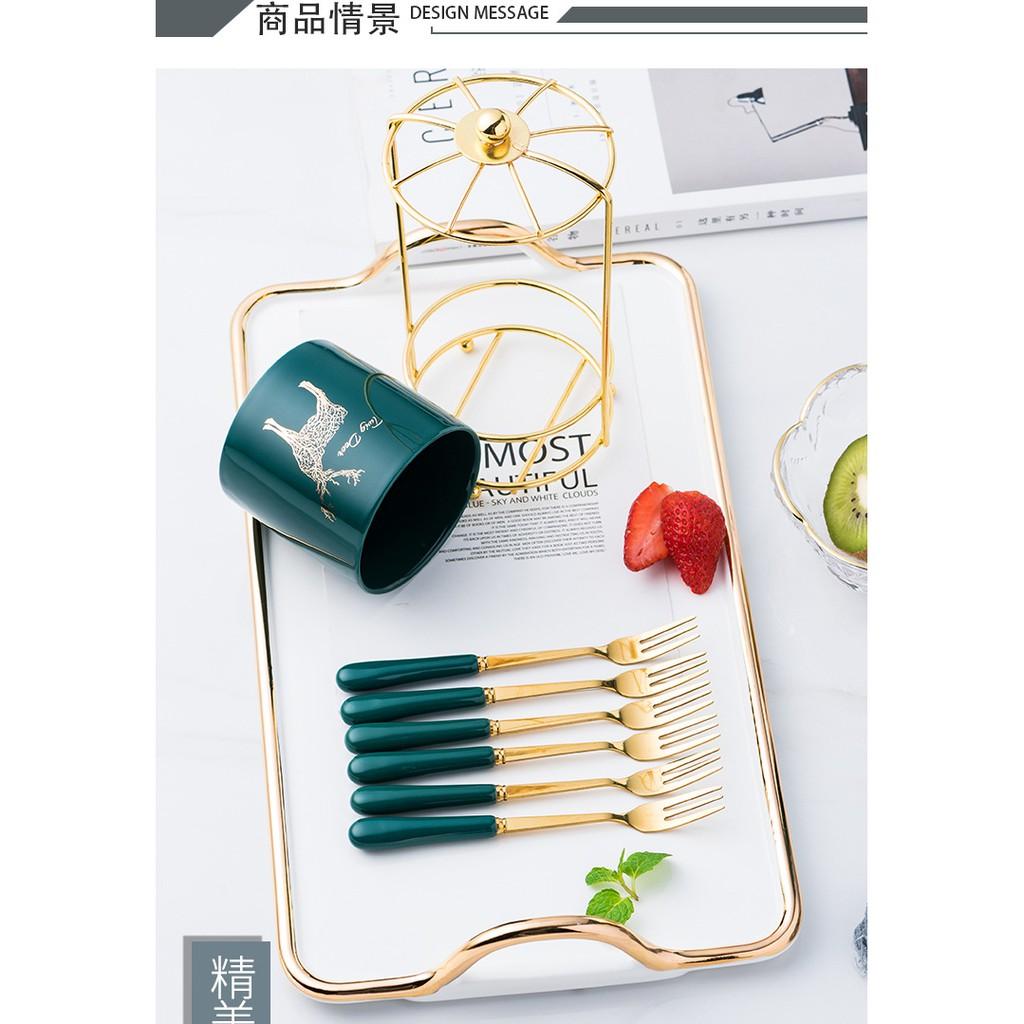 Bộ 6 dĩa ngọc lục bảo kèm dĩa, hàng cao cấp