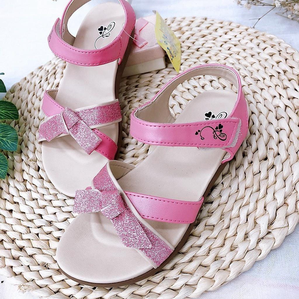 Sandal bé gái quai đan chéo phối nhũ DRG000500