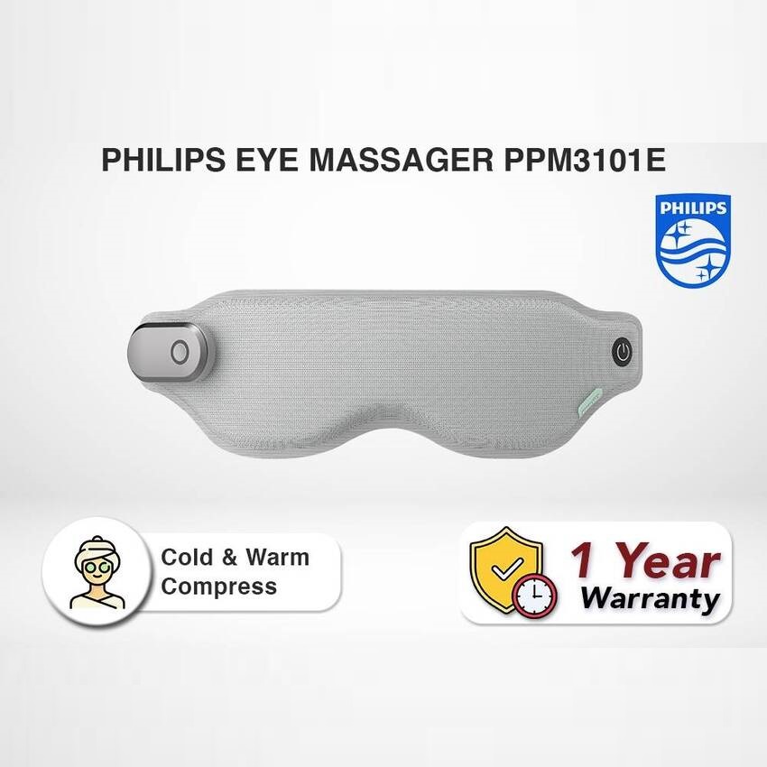 Máy massage mắt nóng và lạnh công nghệ 3Dsuit và VibWave Philips PPM3101E - Hàng Nhập Khẩu