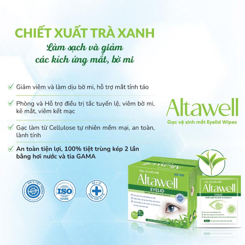 Gạc mắt Altawell lau mắt, vệ sinh - Altawell Eyelid Cleansing Wipes