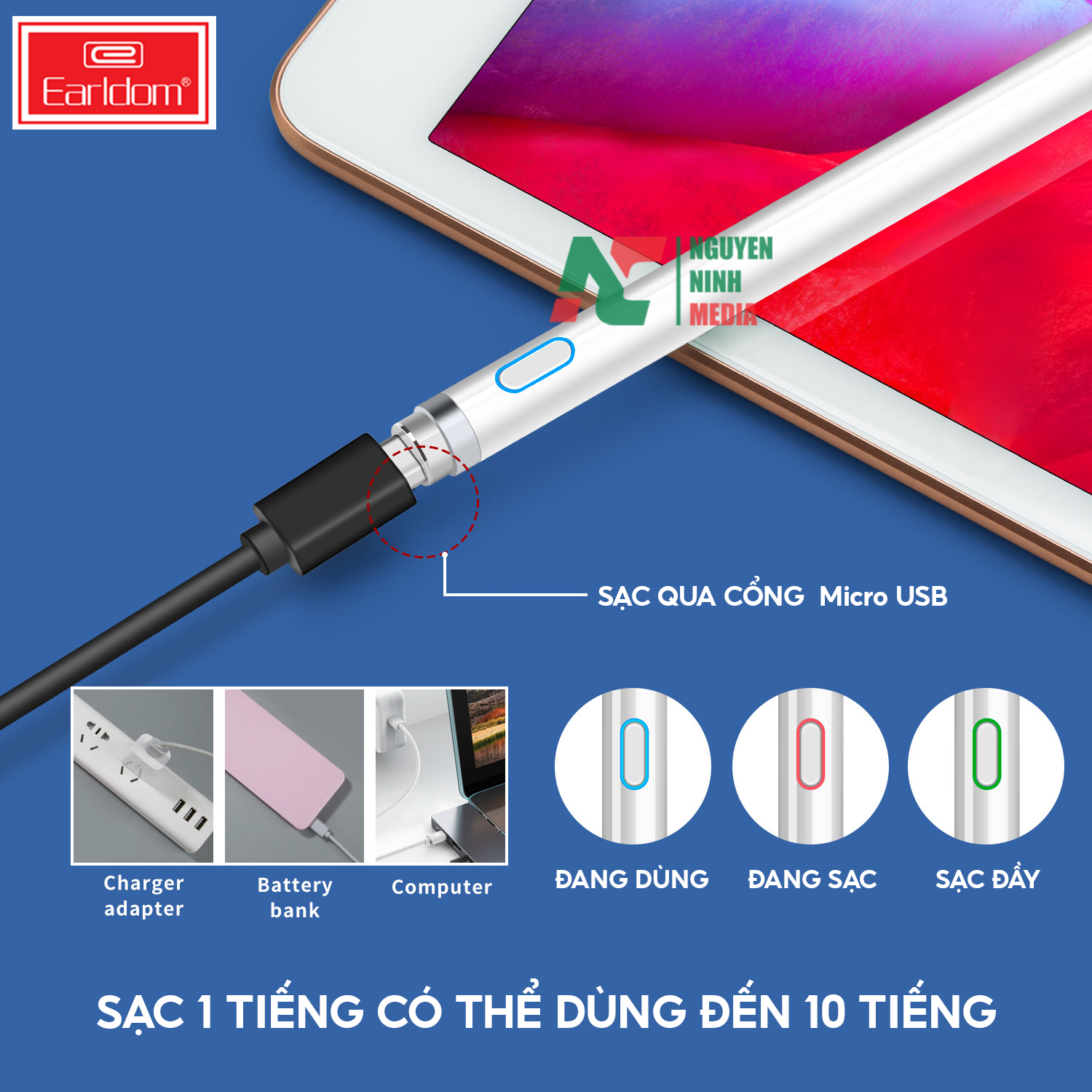 Bút Cảm Ứng Từ Tính Earldom ET - P2 - Hàng Chính Hãng