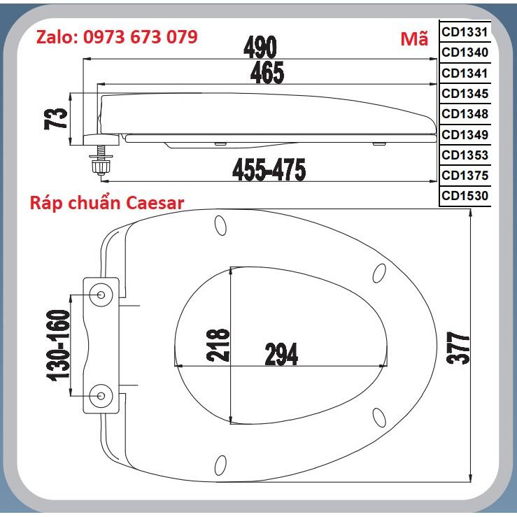 Nắp Bàn Cầu Caesar CD1349, Nắp Bàn Cầu Ráp Chuẩn, Bàn Cầu Caesar CD1349