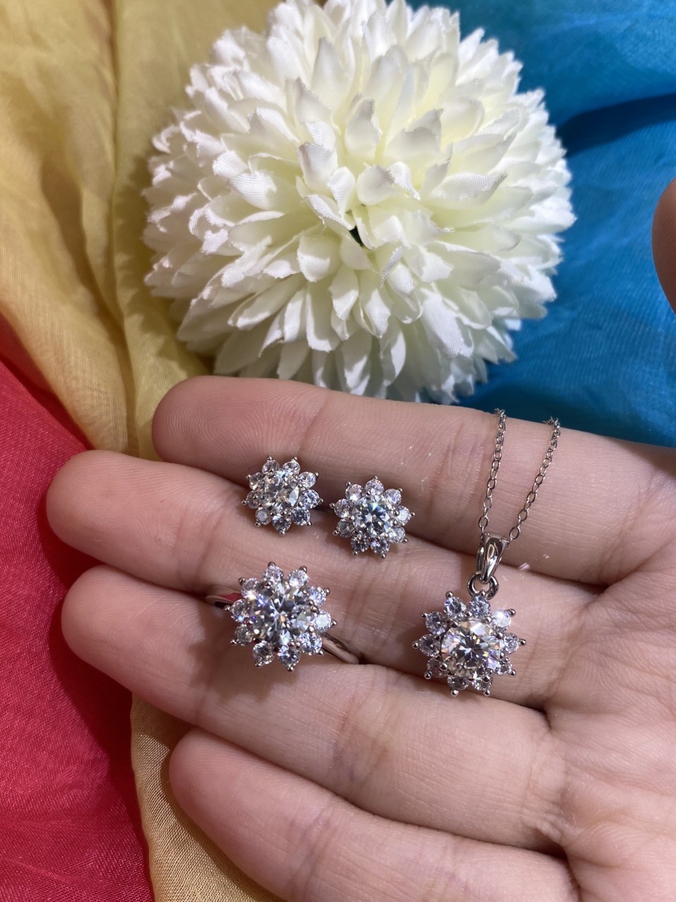 Dây cổ Bạc 925 xi Kim viên chủ Kim Cương nhân tạo Moissanite hạt 1.0carat (6.5mm) -  N10.177