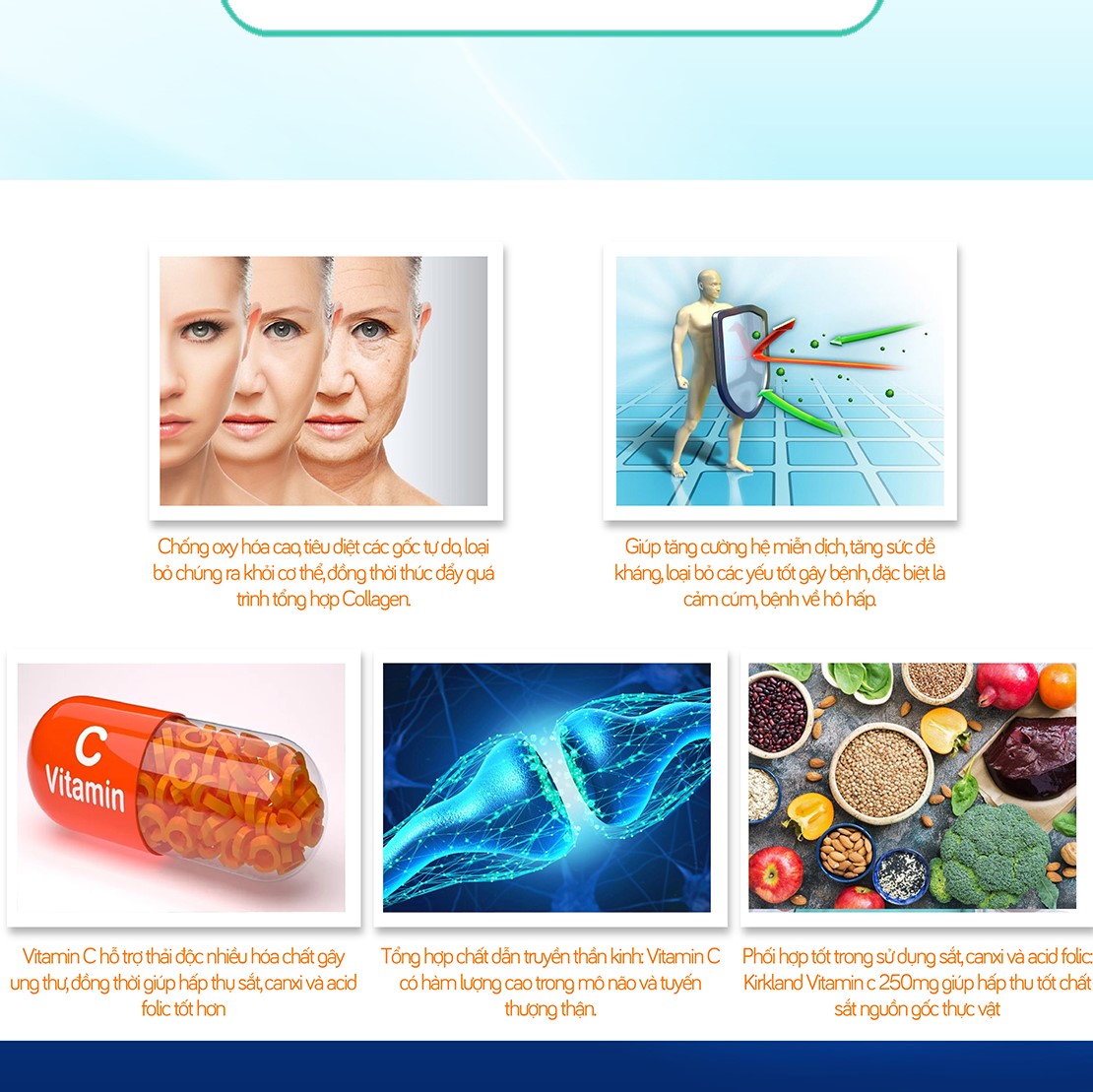 Vitamin C Kirkland Signature Mỹ Tăng cường sức đề kháng, Sáng da, làm chậm quá trình lão hóa, nhanh lành vết thương - QuaTangMe Extaste