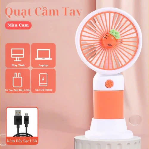 Quạt Mini Để Bàn, Quạt Tích Điện Sạc USB - Quạt Cầm Tay Tốc Độ, Điều Chỉnh Hướng Gió Xoay 360 Độ, Kiểu Dáng Sang Trọng , Không Gây Ồn, Pin Sạc - Giao Màu Ngẫu Nhiên - Hàng Nhập Khẩu