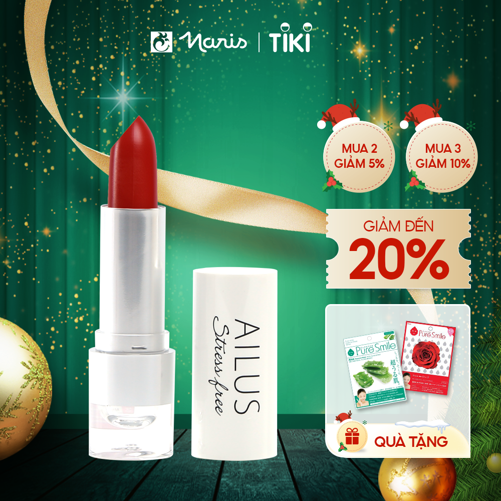 Son Lì Mịn Môi Naris Ailus Stress Free Lipstick 4G - 05 Hồng Đào