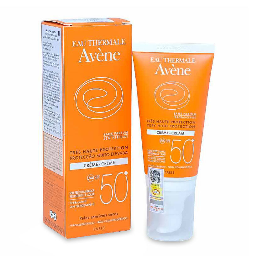 Combo Kem Chống Nắng Không Mùi Cho Da Kích Ứng Avène Very High Protection Cream SPF50+ Fragrance Free (50ml) Và Nước Khoáng Làm Dịu, Chống Kích Ứng Da Avène Thermal Spring Water A1ATW1 (50ml)