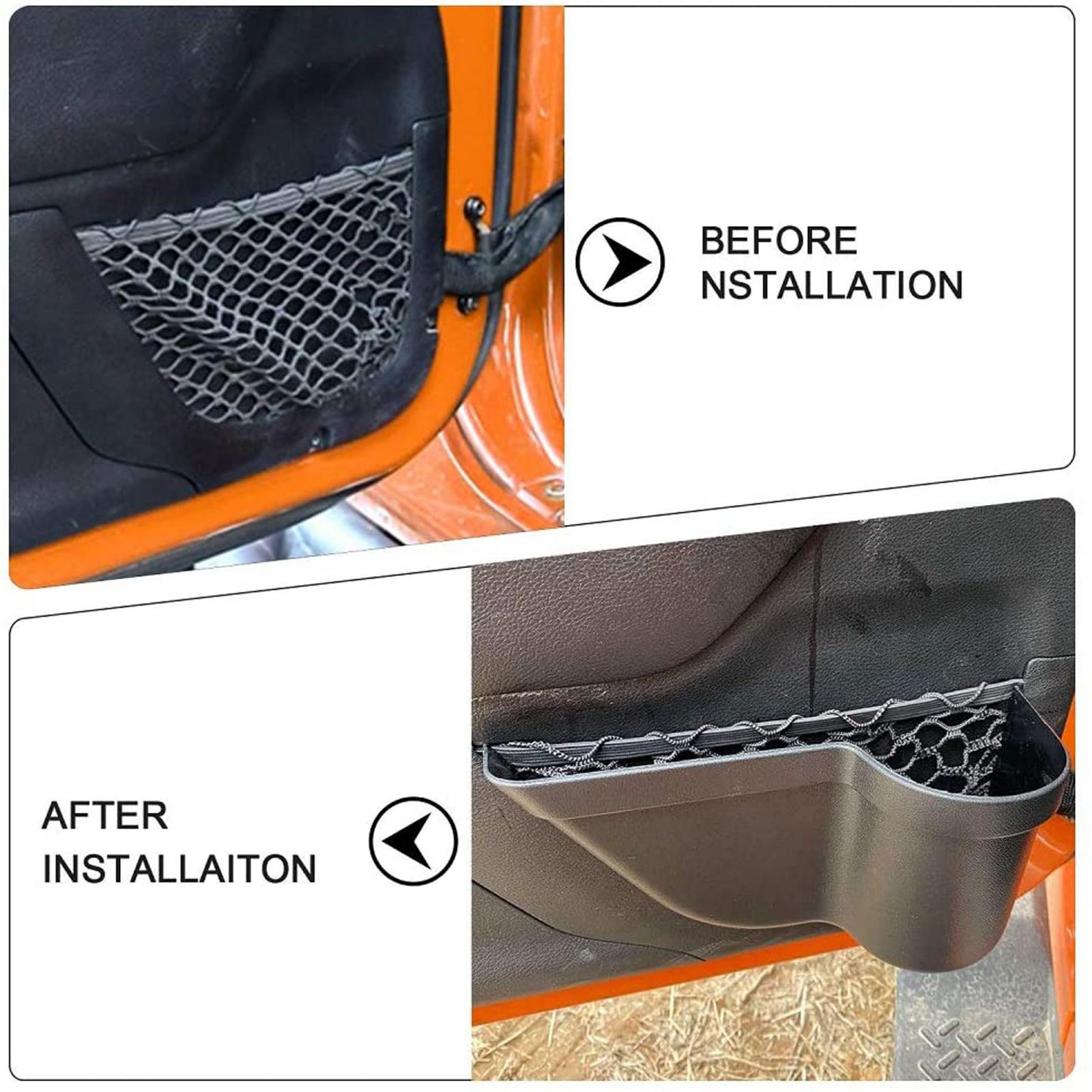 1 Pair ABS Car Automobile Door Storage Organizer Pocket Cup Holder Easy Installation for Jeep Wrangler JL 2018-2020