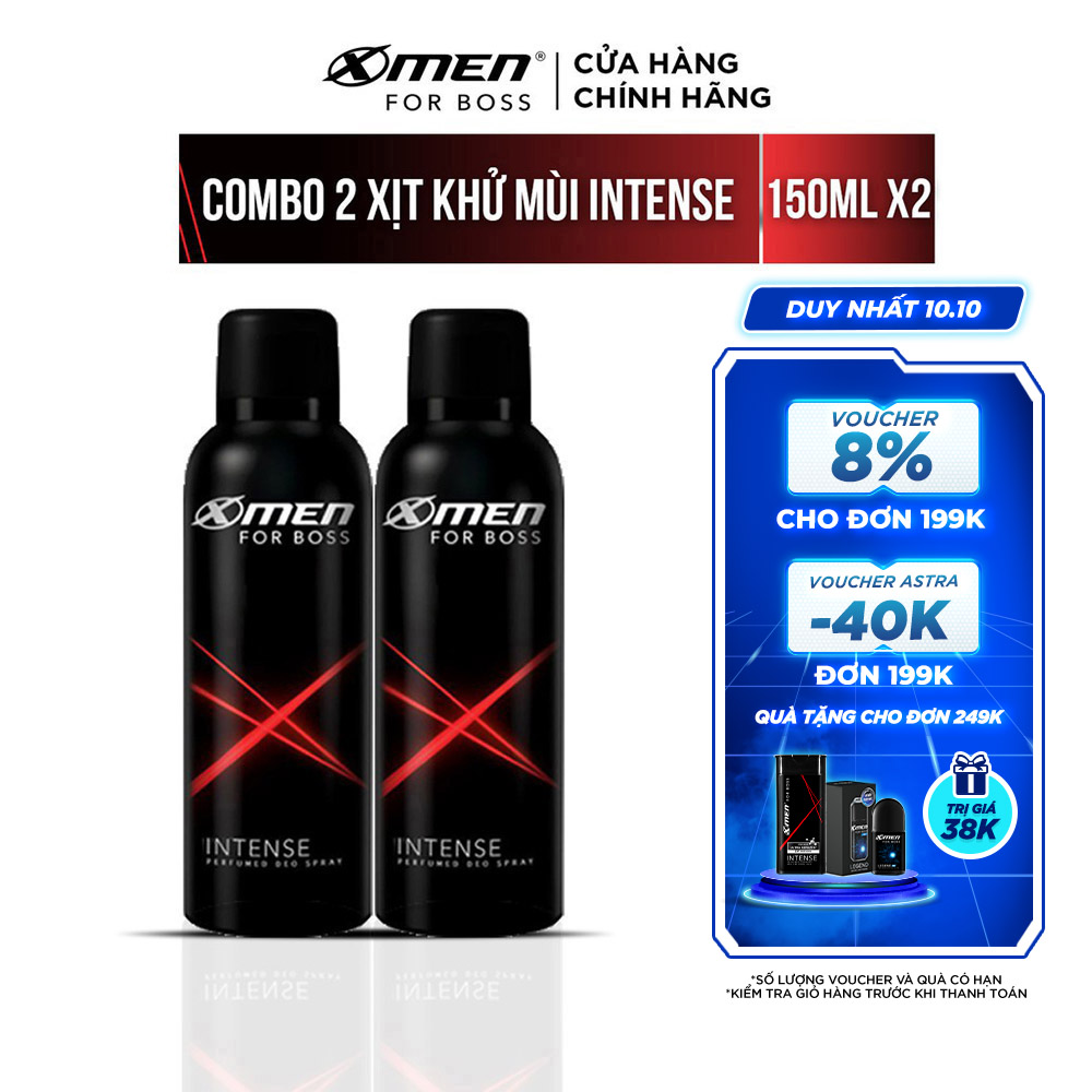 Combo 2 Xịt Khử Mùi XMen For Boss Intense 150ml/chai