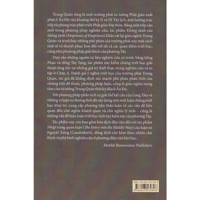 Không Tánh Của Không Tánh - Tư Tưởng Trường Phái Trung Quán Thời Kỳ Đầu Ở Ấn Độ - C.W. Huntington &amp; Geshé Namgyal Wangchen - Thích Thiện Chánh dịch - (bìa mềm)