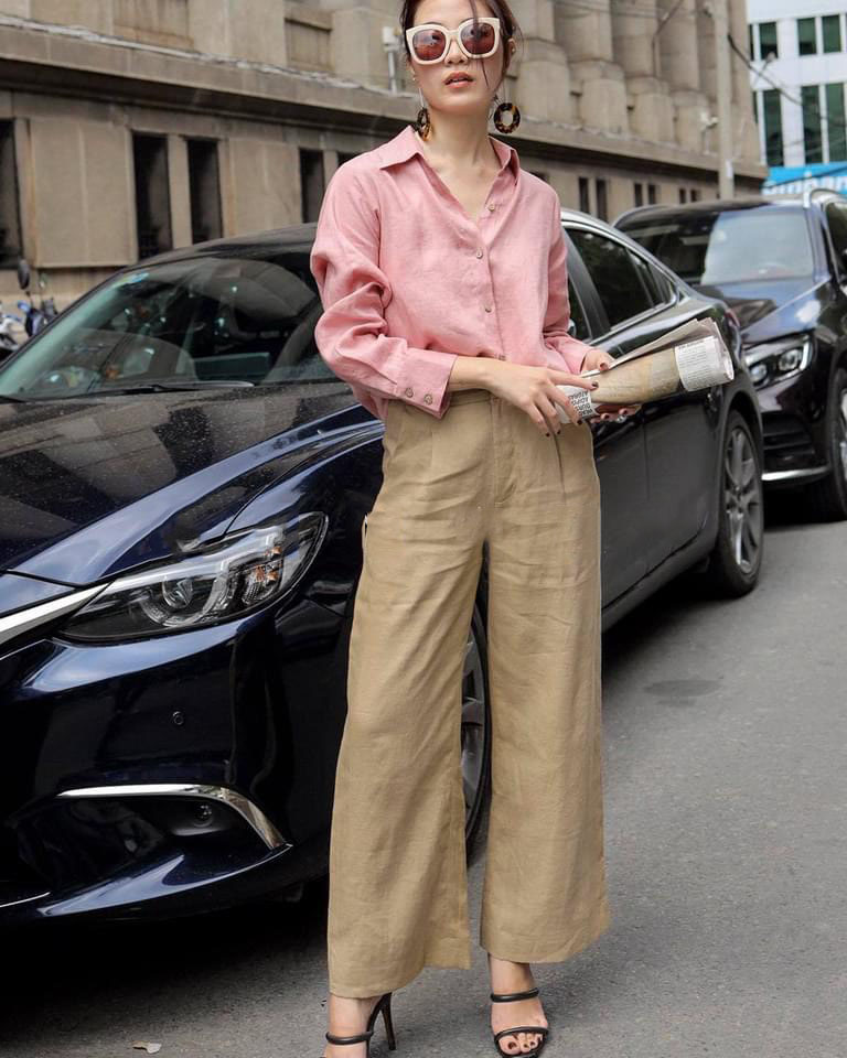 Sơ mi nữ linen form rộng trễ vai trẻ trung ArcticHunter, thời trang thương hiệu chính hãng
