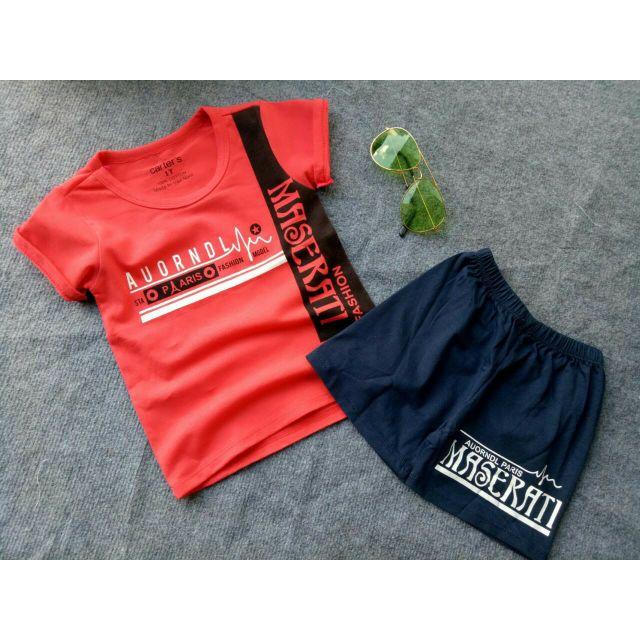 Bộ Cộc Tay Bé Trai Cotton 4 Chiều 12-25kg