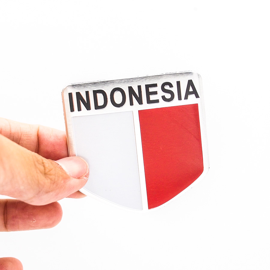 Sticker hình dán metal cờ Indonesia - Khiên 5x5cm