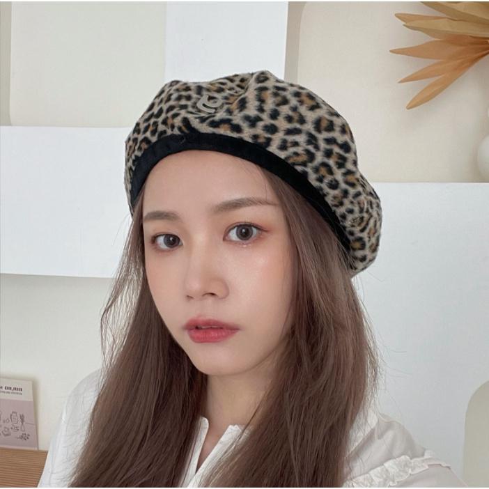 Mũ nồi nữ beret lông da beo cá tính phong cách Hàn Quốc thời trang Thu Đông 2021 SAIGON HAT