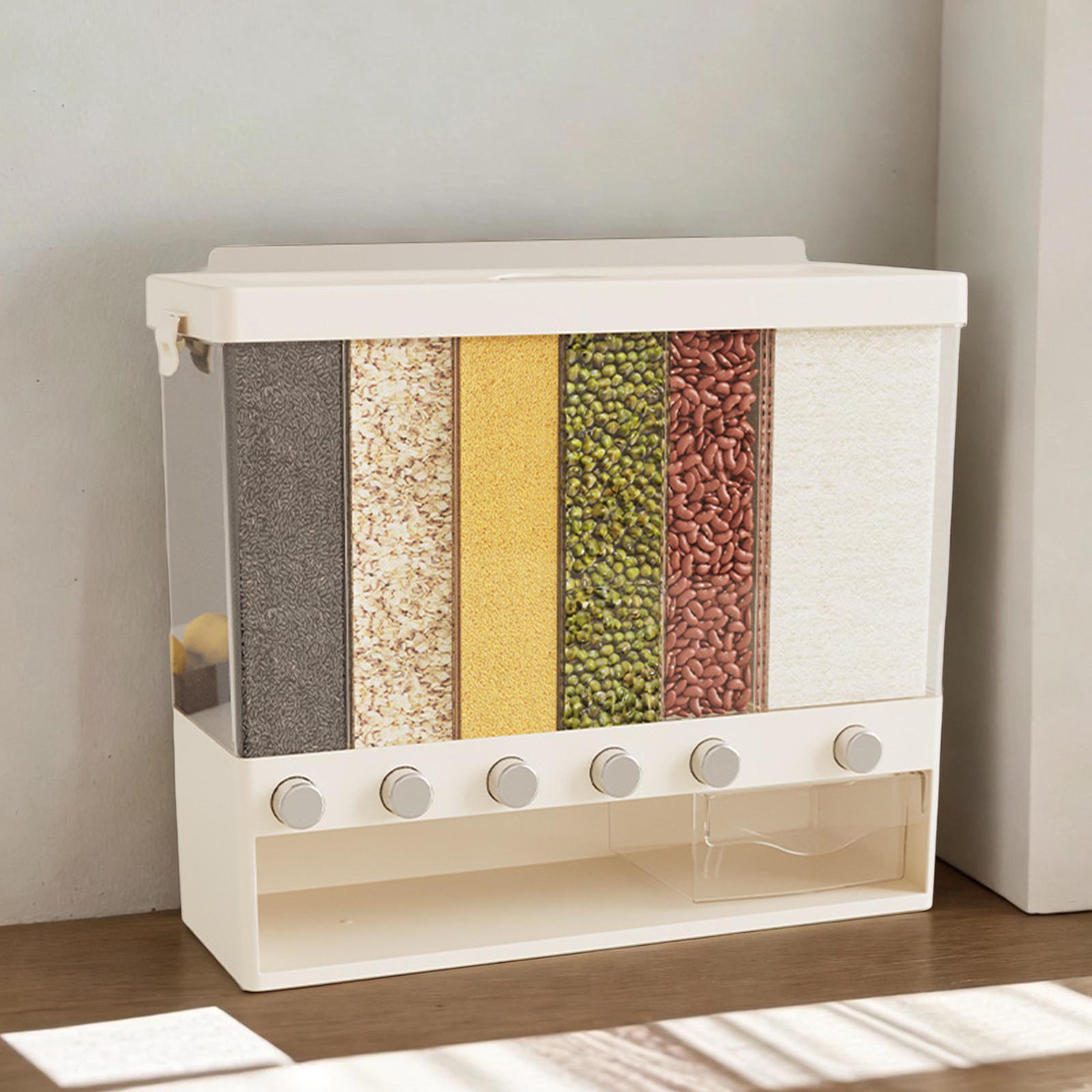 Cereal Dispenser Rice Storage Bucket Divided Rice Barrels 10kg Large Multifunctional Rice Dispenser Dry Food Dispenser for Household Kitchen